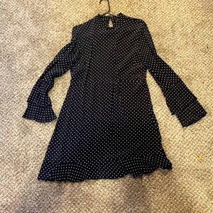 Black and white polka dot long sleeve dress. SIZE L.